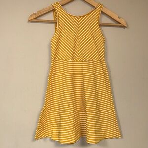 Mustard Yellow Fit & Flare Dress Girls 6-7 Striped Summer Sun Old Navy Soft Cozy